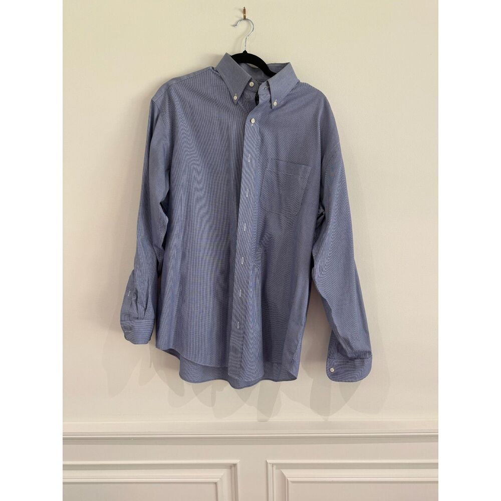 Jos. A Bank Travelers Collection Blue Checked Button Down - 16-35 - EUC